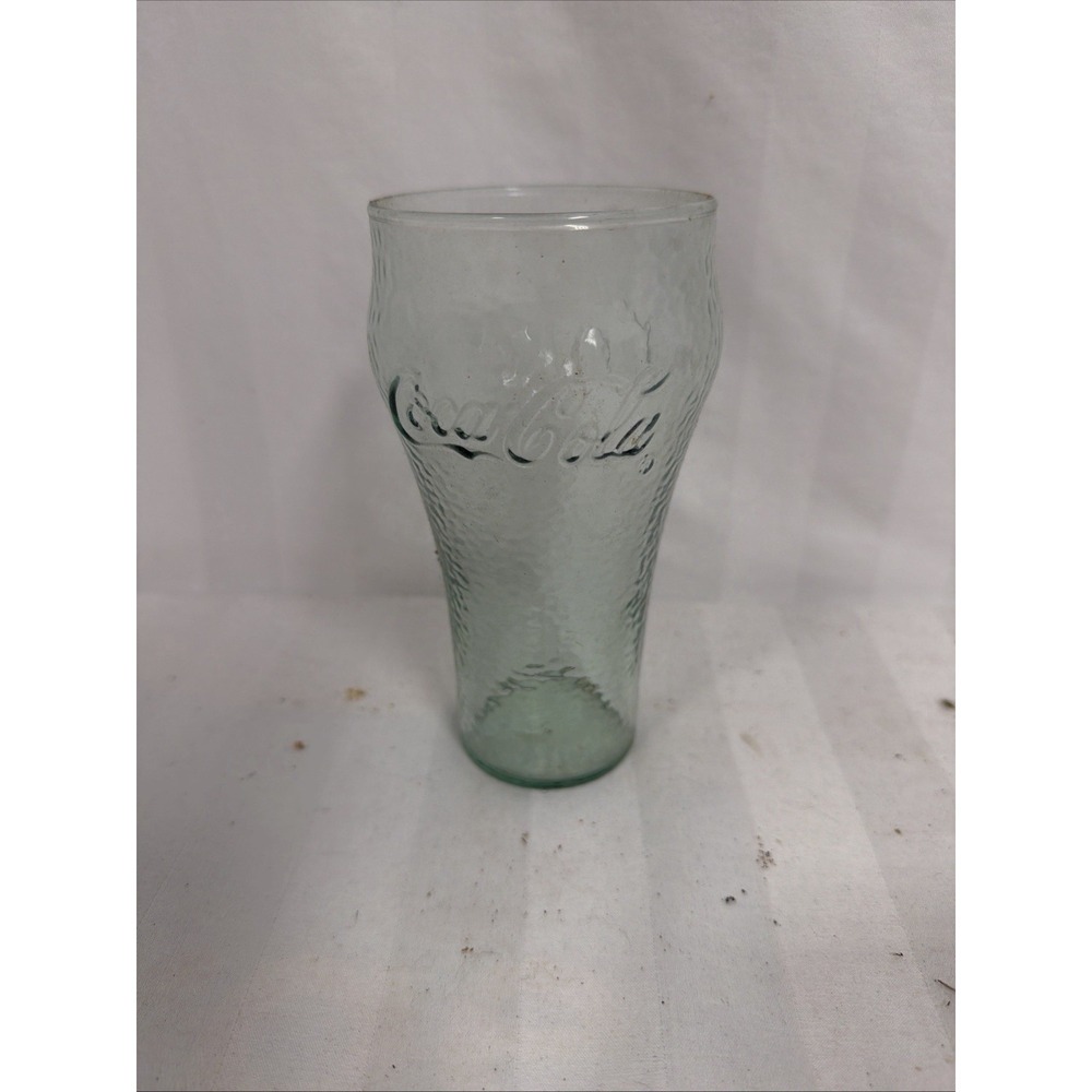 Vintage 16 oz Coca-Cola Glass Pebbled Dimpled‎ Textured Green Coke Cup